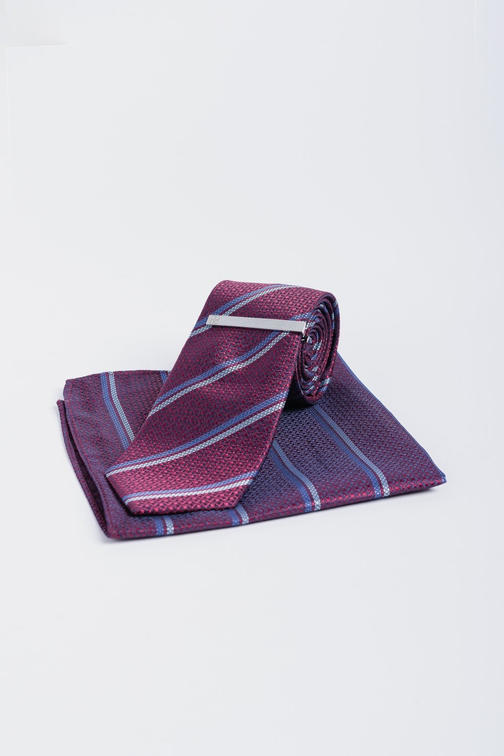 Cavani - Wine Striped Stropdas set - gentleman set