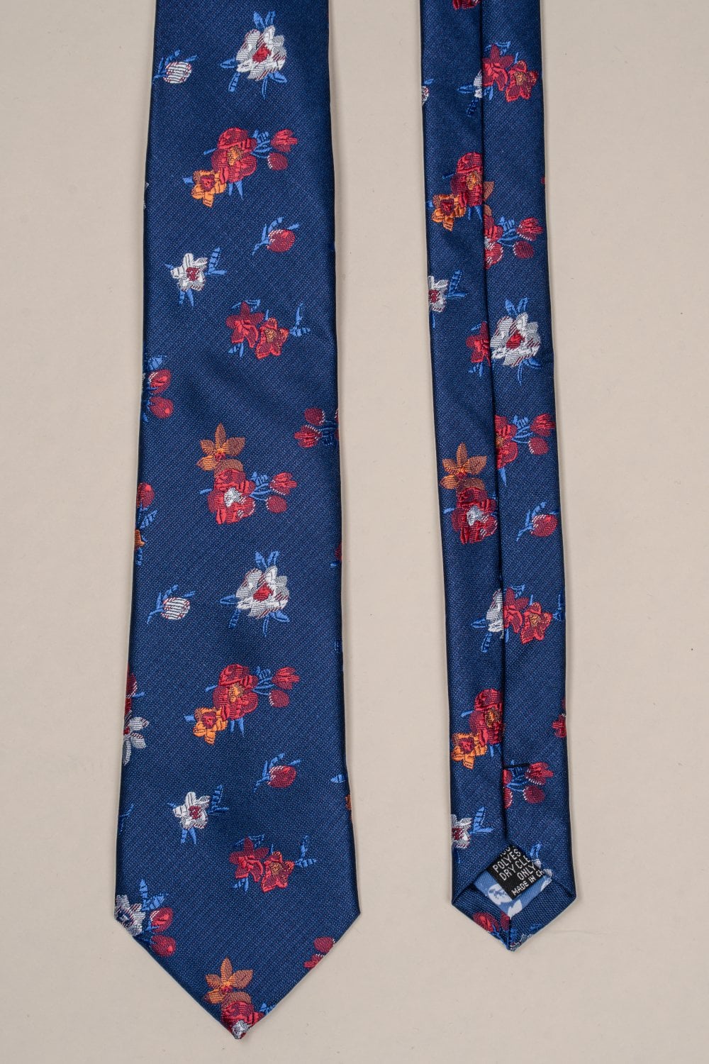 Cavani - Navy Floral Red Stropdas set - gentleman set