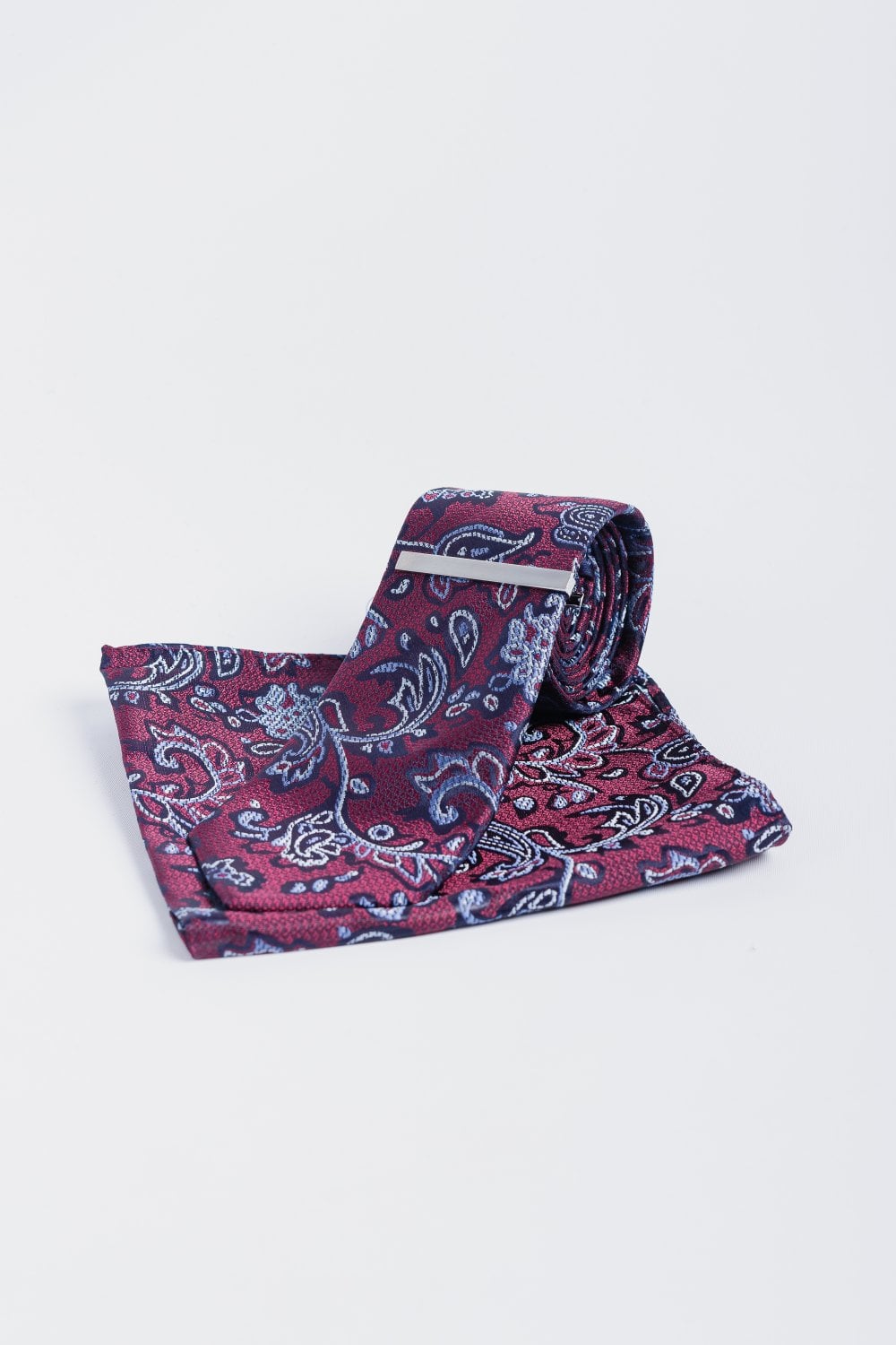 Cavani - Wine Navy Paisley Stropdas set - gentleman set