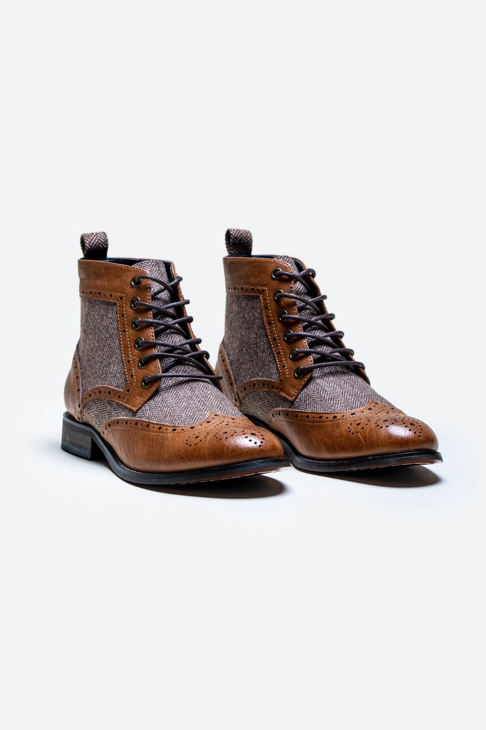 Lichtbruine tweed veterboots | Cavani Jones Tan - schoenen