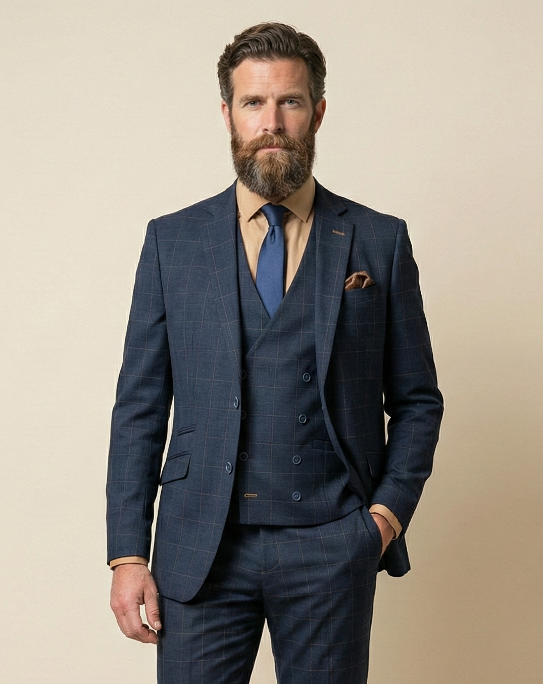 Driedelig Kostuum - Cavani Torino Navy | Double Breasted Gilet