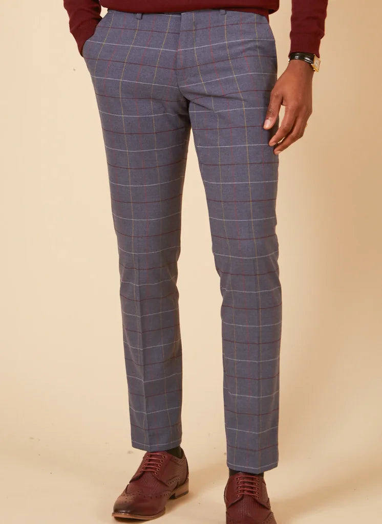 Marc Darcy - Pantalon Drake Sky Blue Ruitpatroon