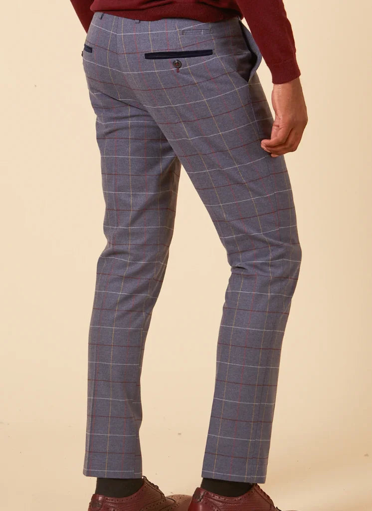 Marc Darcy - Pantalon Drake Sky Blue Ruitpatroon