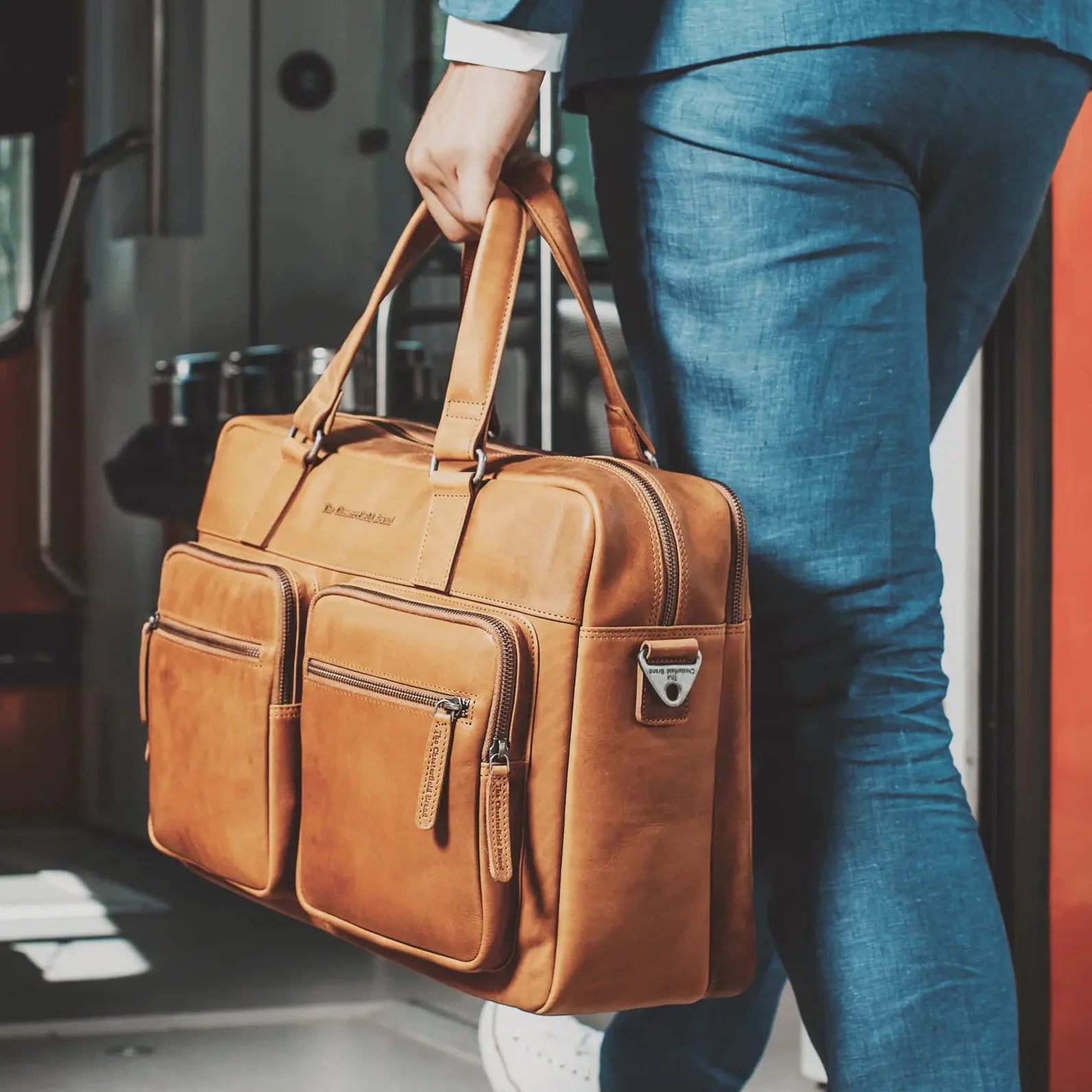 Leren Laptoptas Cognac Misha