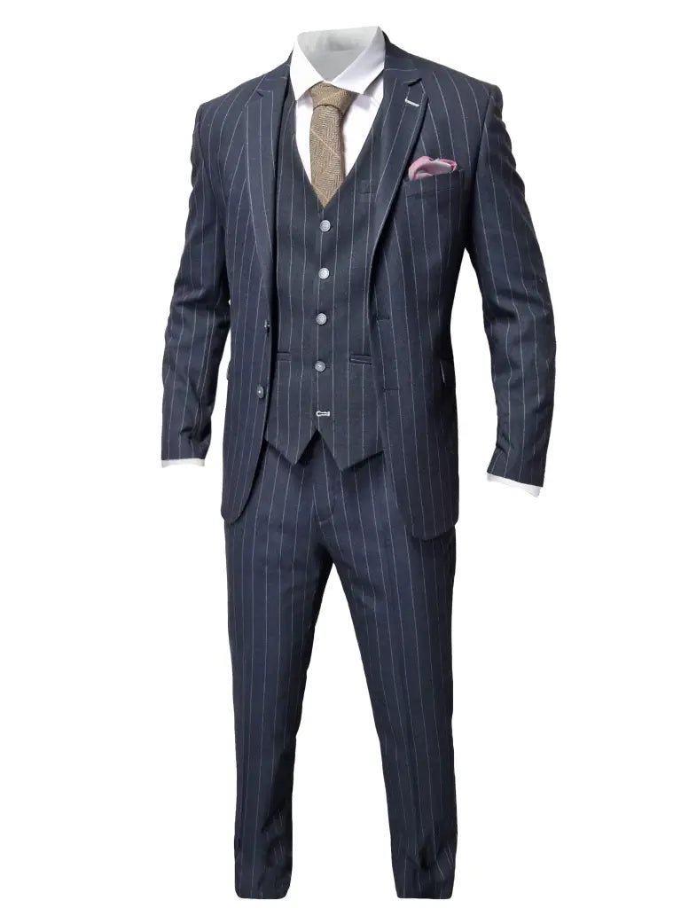 Navy blauw gestreept pak voor Heren - Cavani Invincible Suit