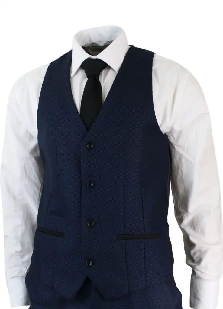 Navy blauw heren pak Callum | Colbert gilet & pantalon -