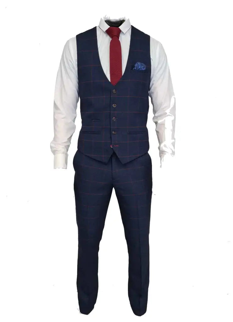 Navy blue 3pc. gentlemens suit - Edison Redline - driedelig