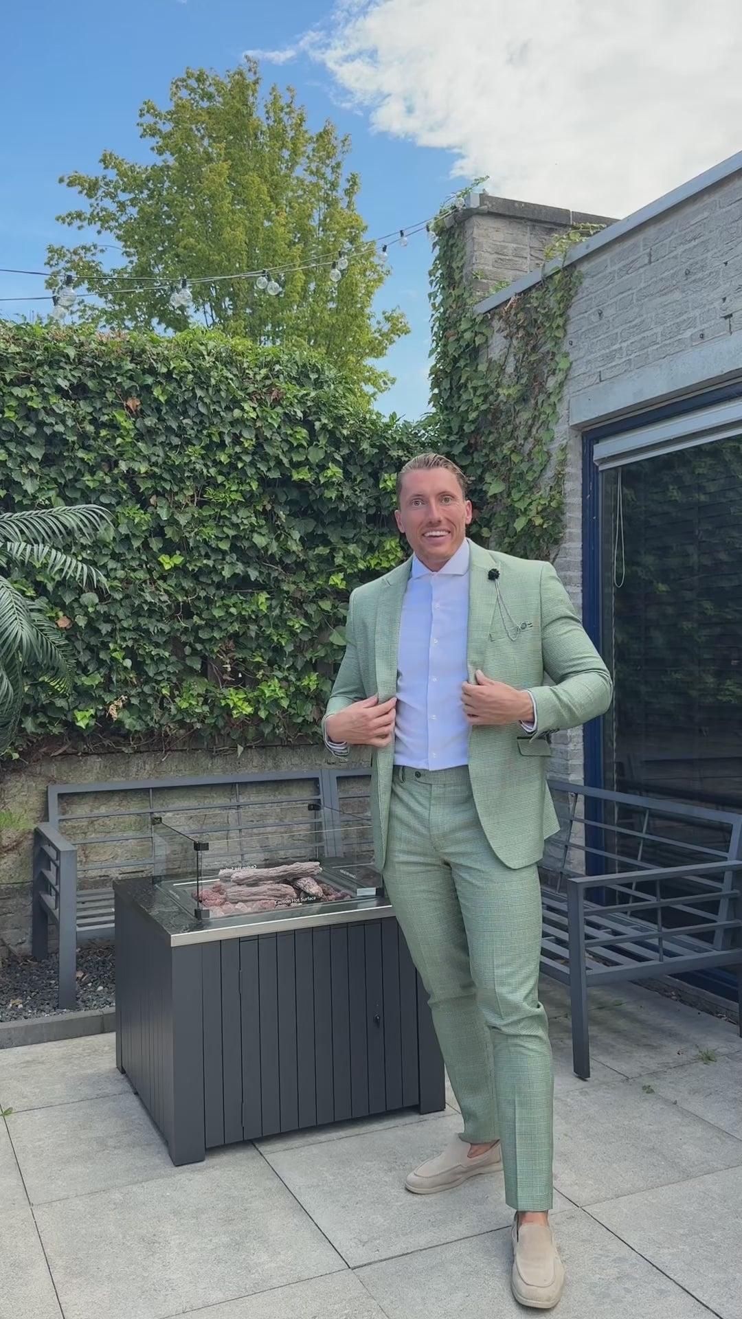 Heren kostuum Sage green - Cavani Caridi 