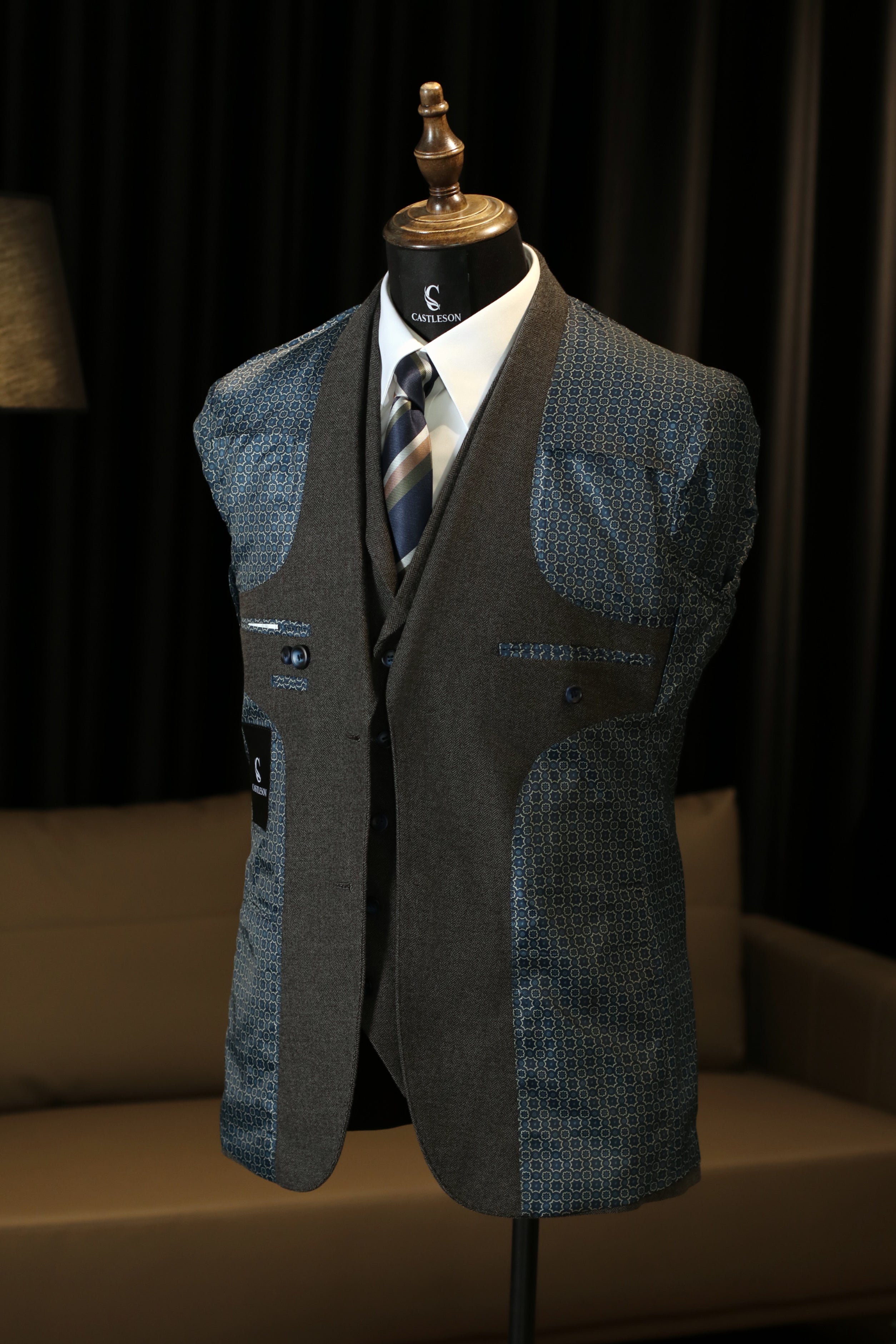 CASTLESON Phantom - Tredelad herrkostym Marinblå/Ljusbrun Mix &amp; Match