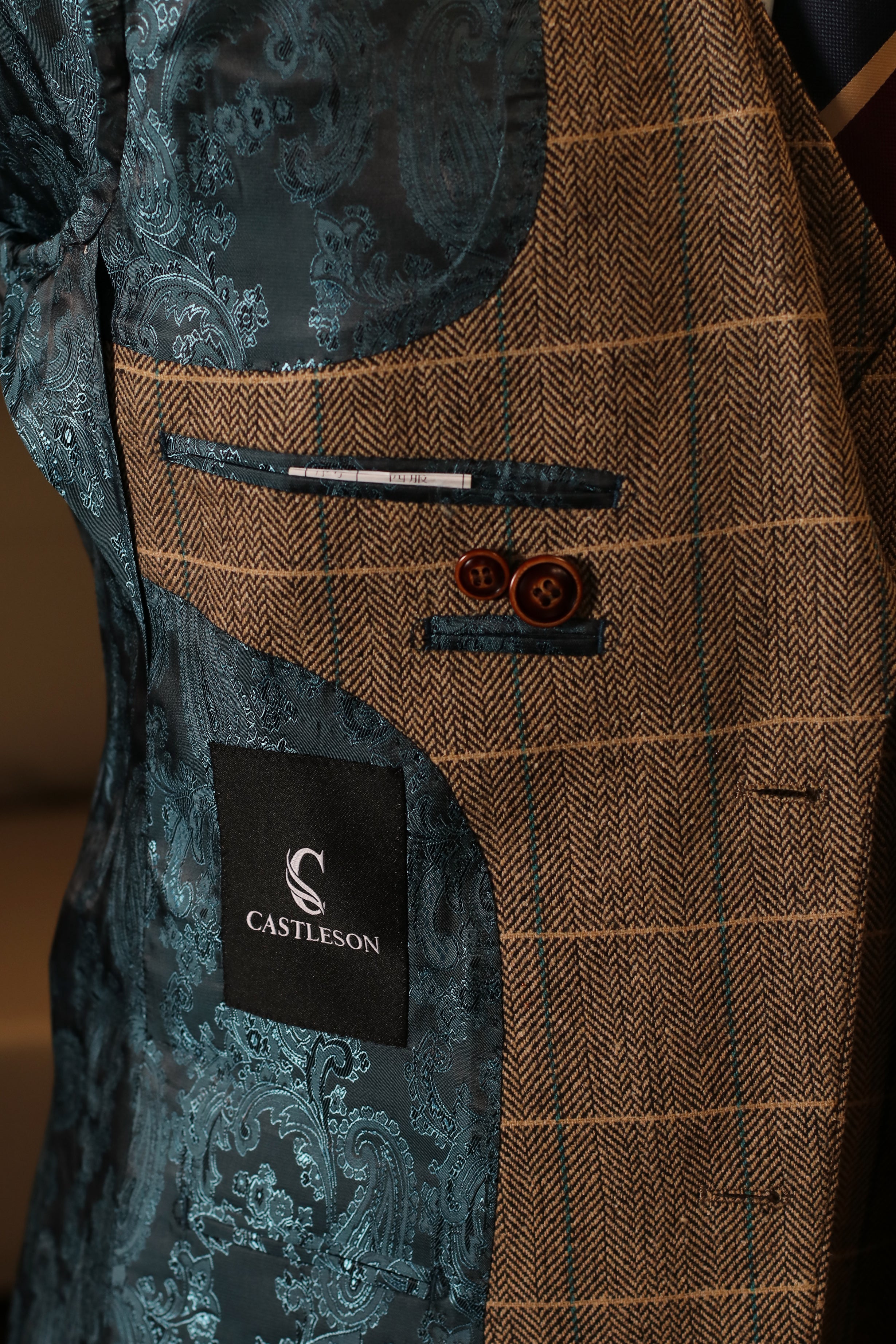 CASTLESON Phantom - Tredelad herrkostym Marinblå/Ljusbrun Mix &amp; Match