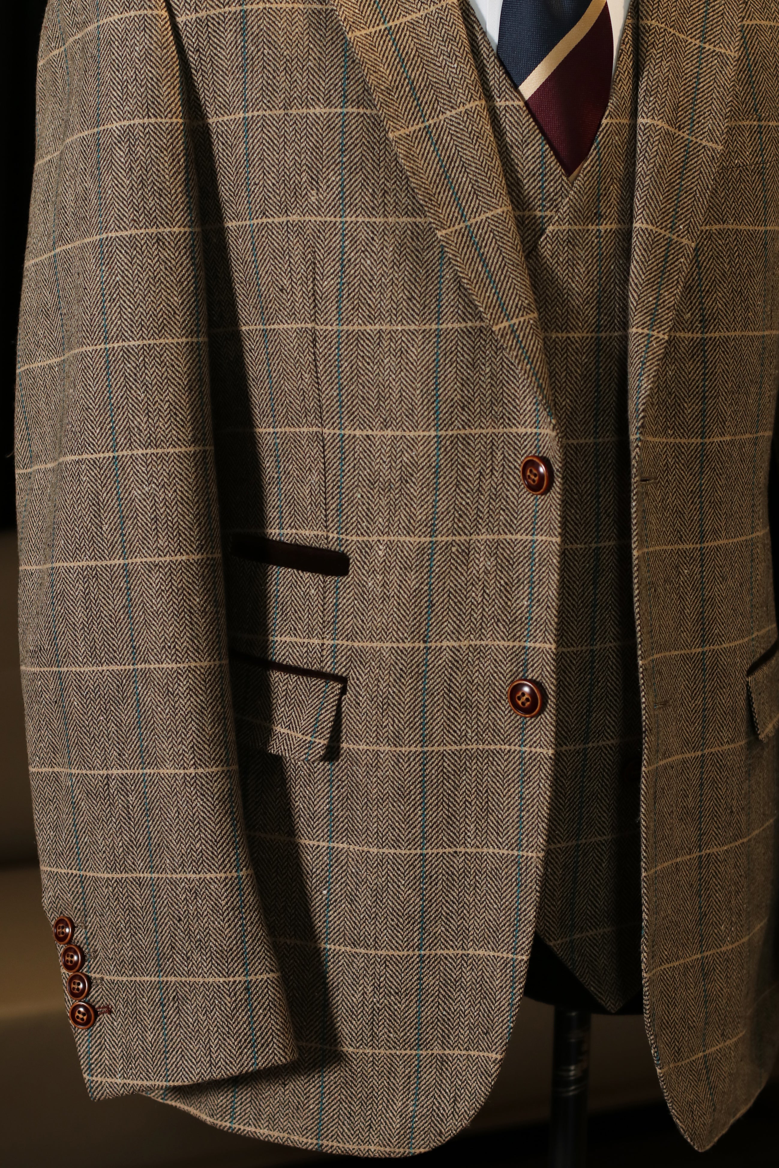 CASTLESON Phantom - Tredelad herrkostym Marinblå/Ljusbrun Mix &amp; Match