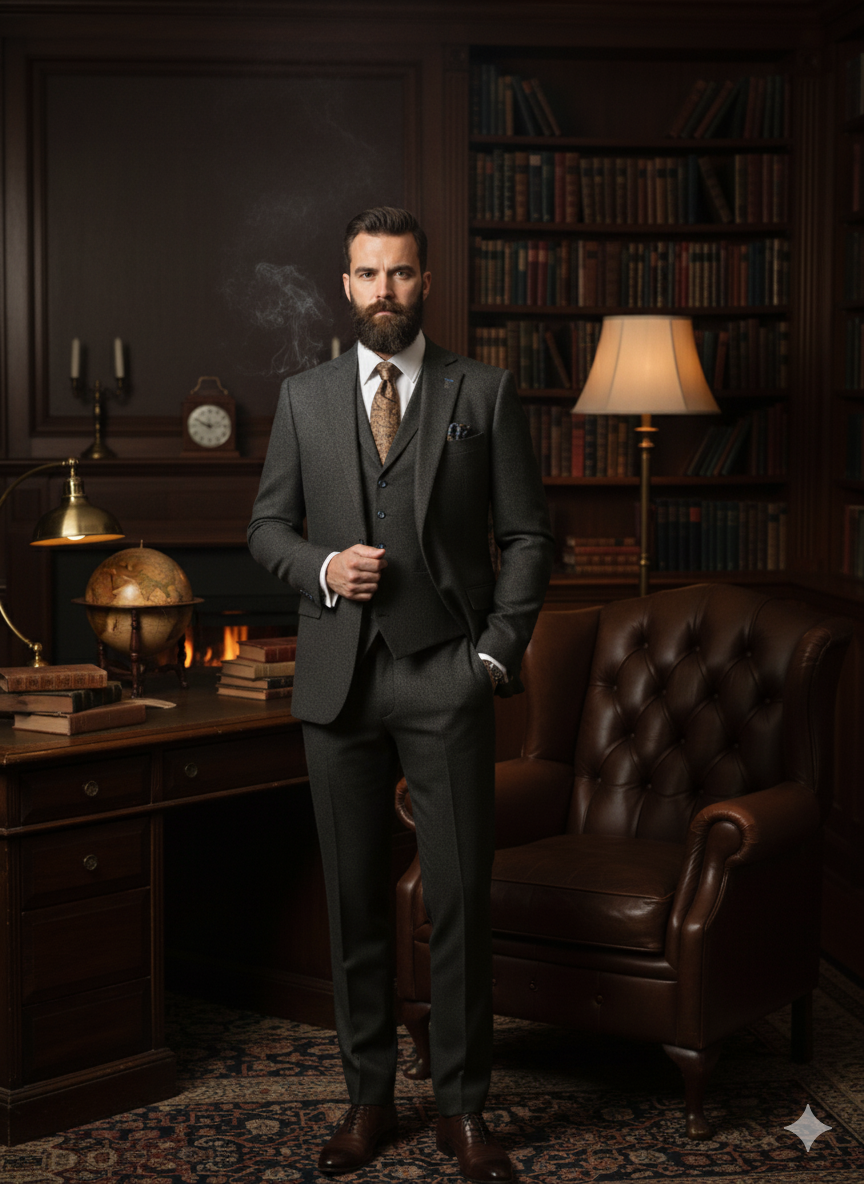 CASTLESON Phantom - Tredelad herrkostym Marinblå/Ljusbrun Mix &amp; Match