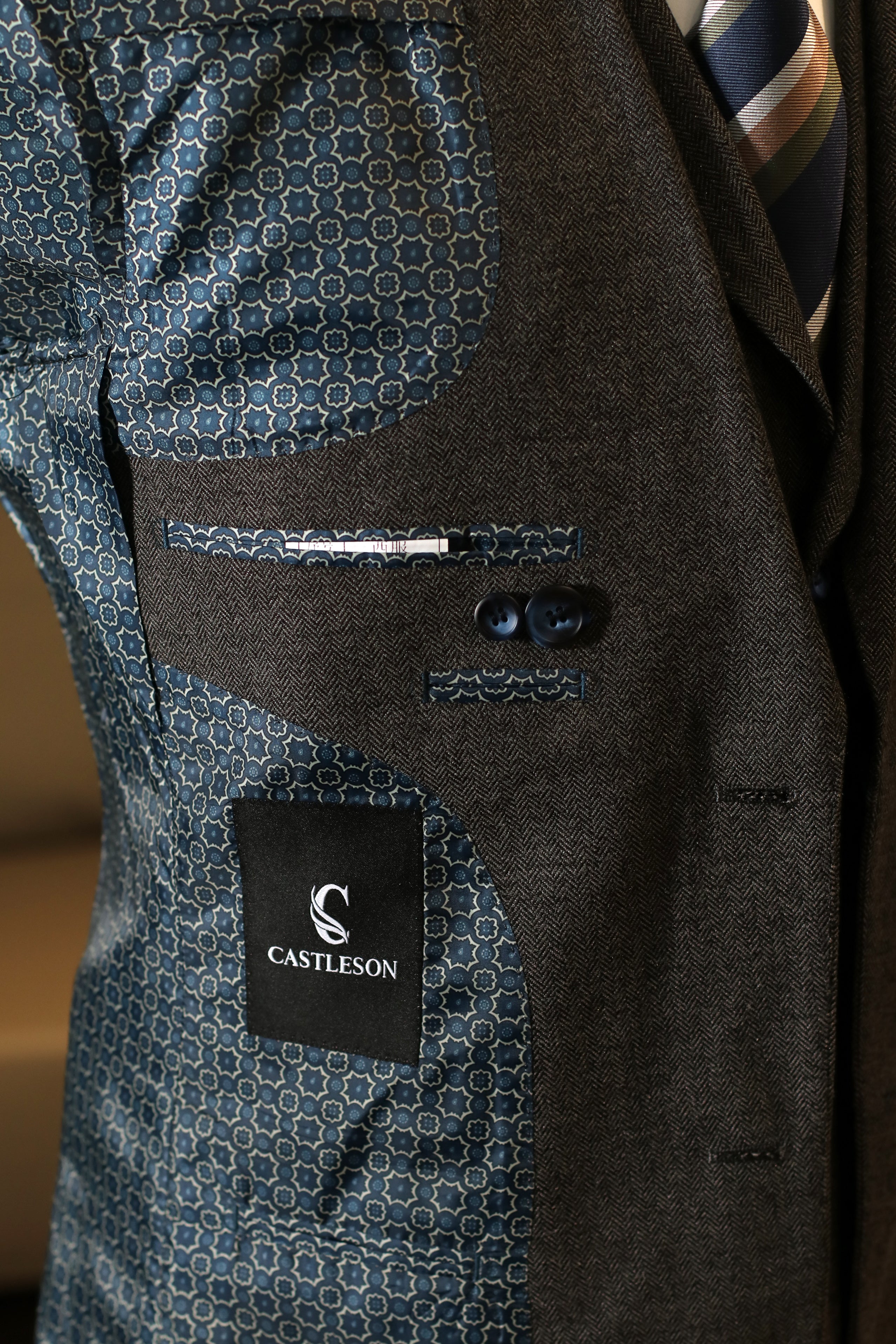 CASTLESON Phantom - Tredelad herrkostym Marinblå/Ljusbrun Mix &amp; Match