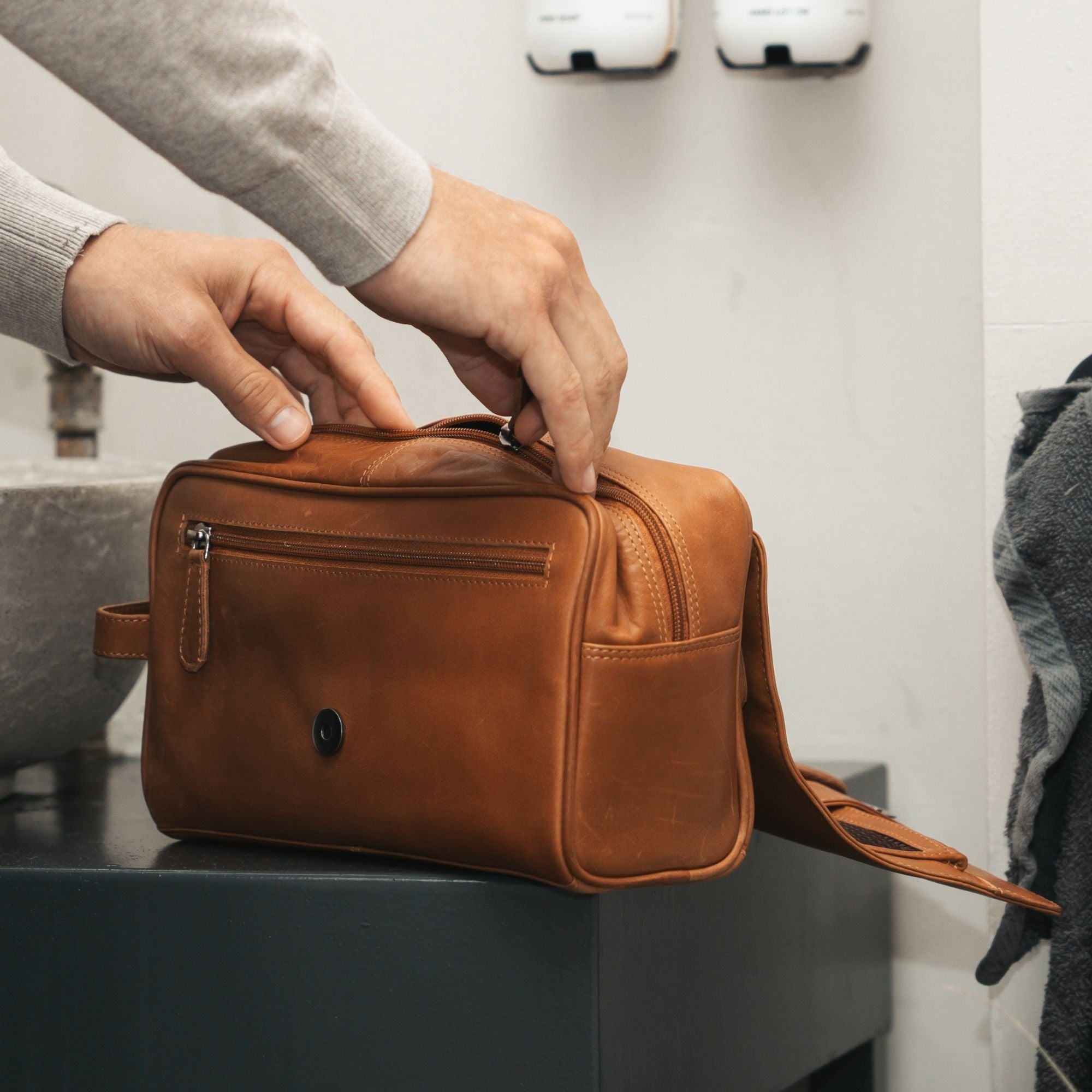 Leren Toilettas Cognac Rosario