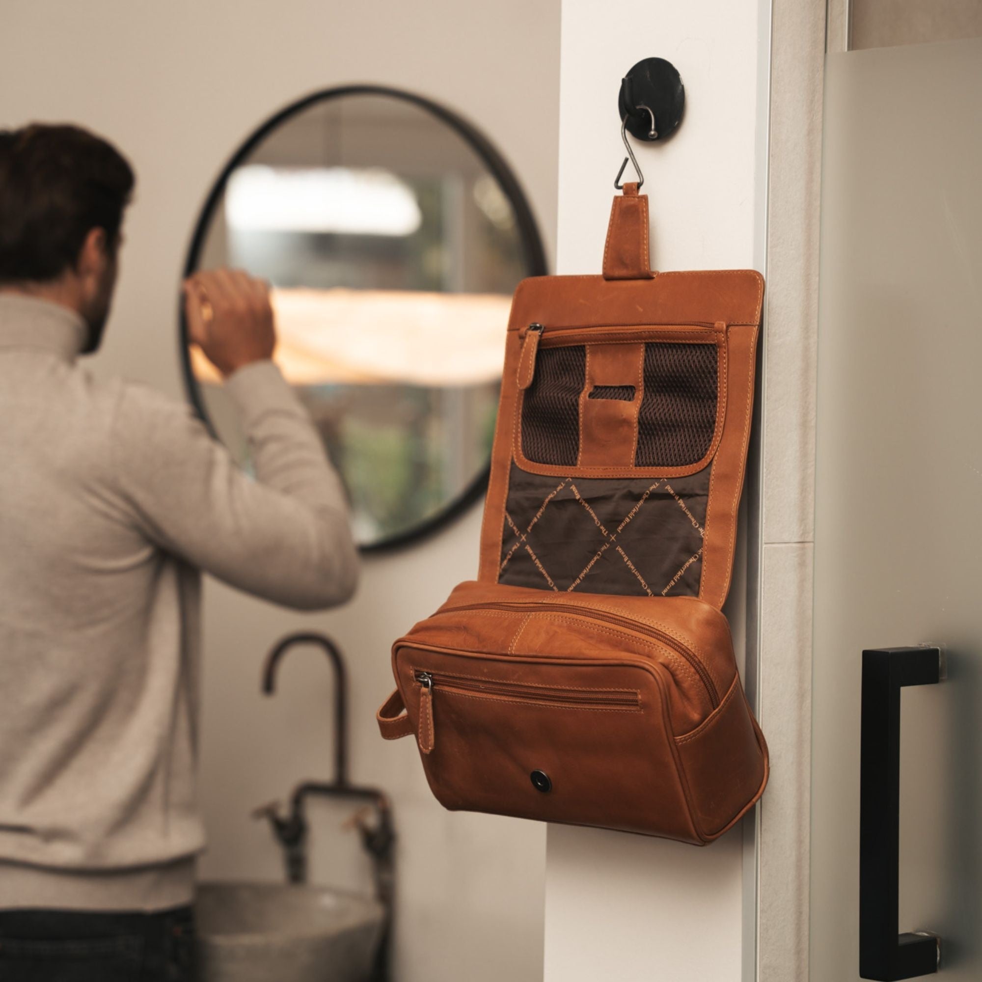 Leren Toilettas Cognac Rosario