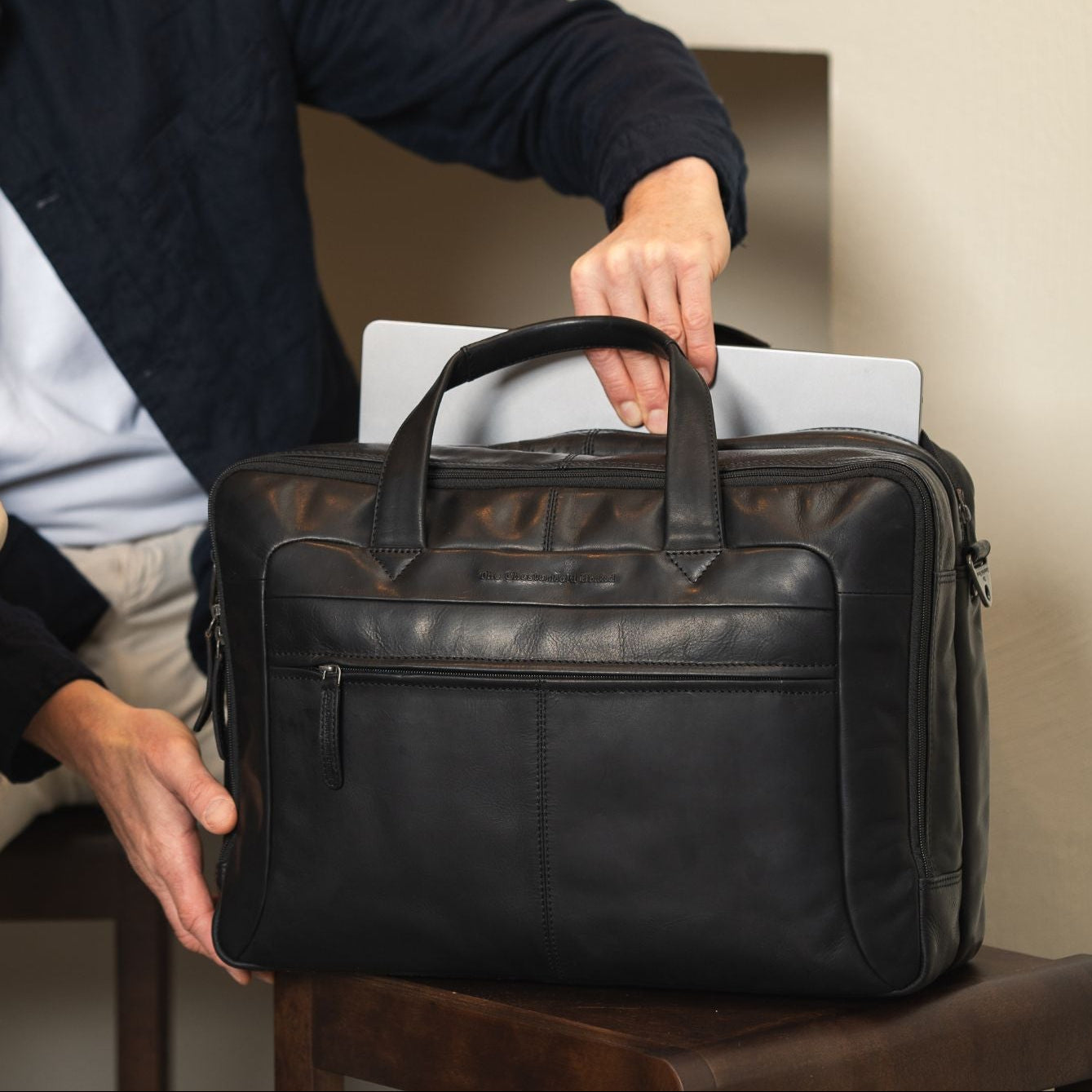 Leren Laptoptas Zwart Ryan