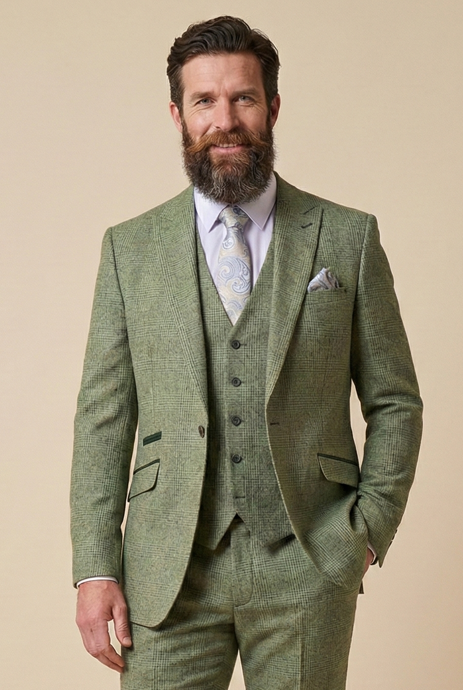 Heren kostuum Sage green - Cavani Caridi 