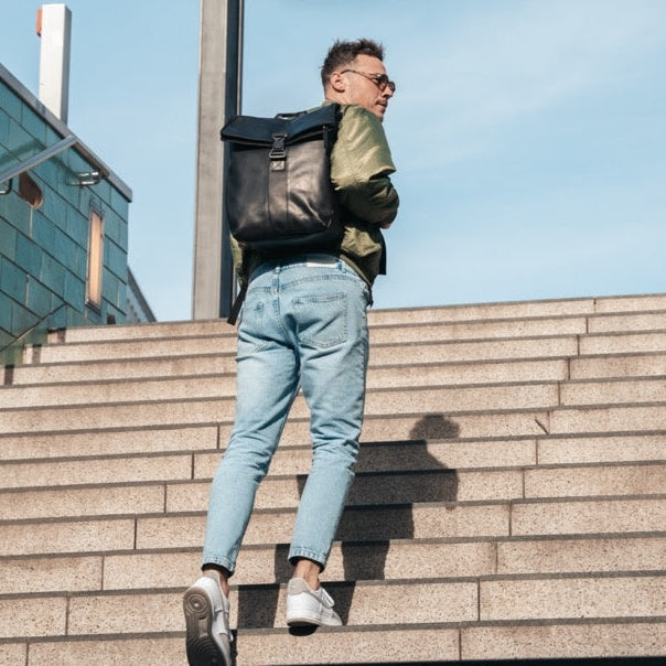 Leren Laptoprugzak Zwart Savona