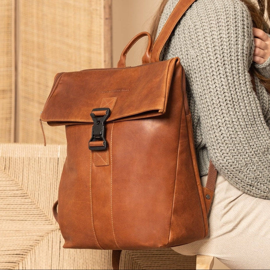 Leren Laptoprugzak Cognac Savona