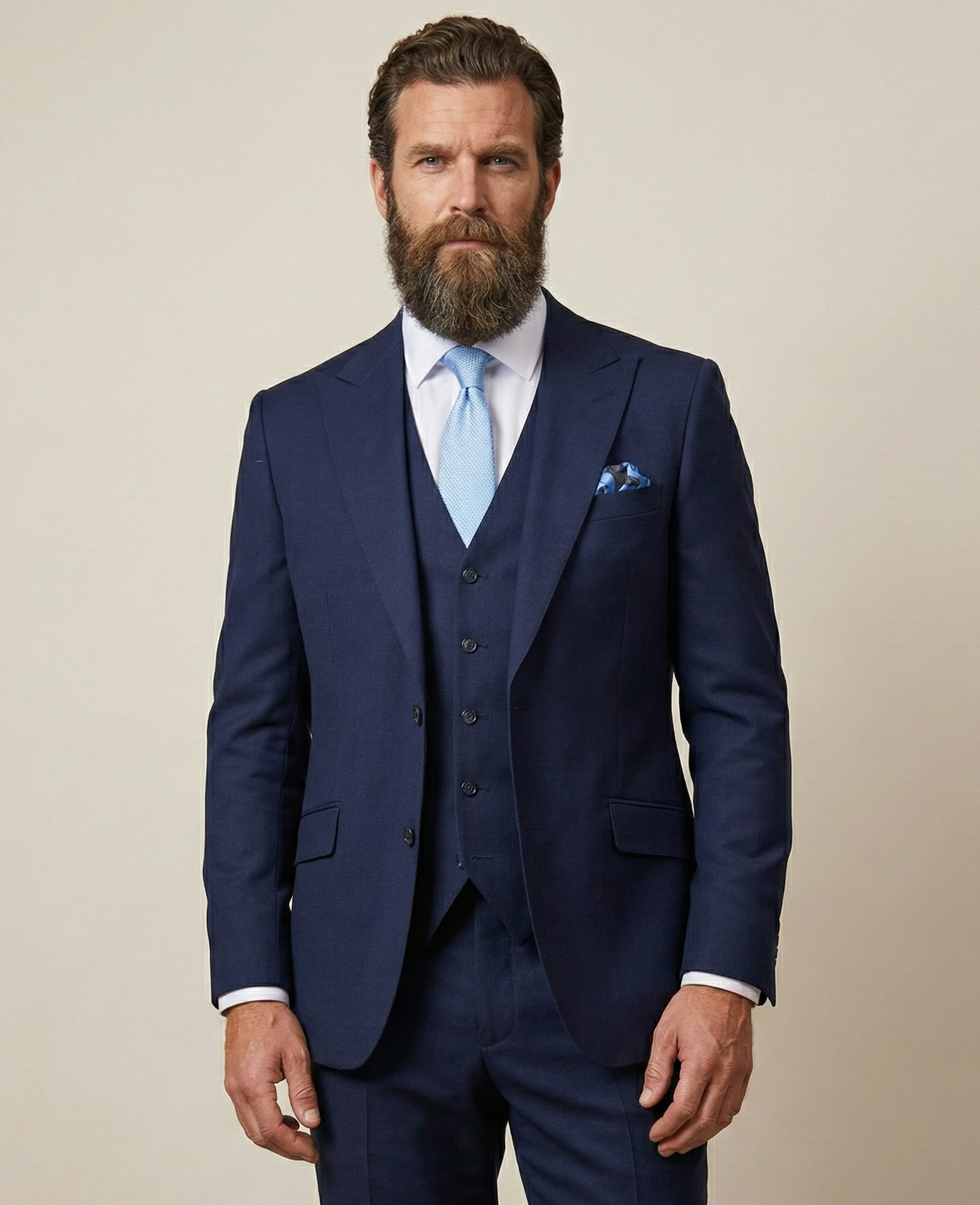 Driedelig heren Kostuum - Cavani James Navy Super 130s Wol