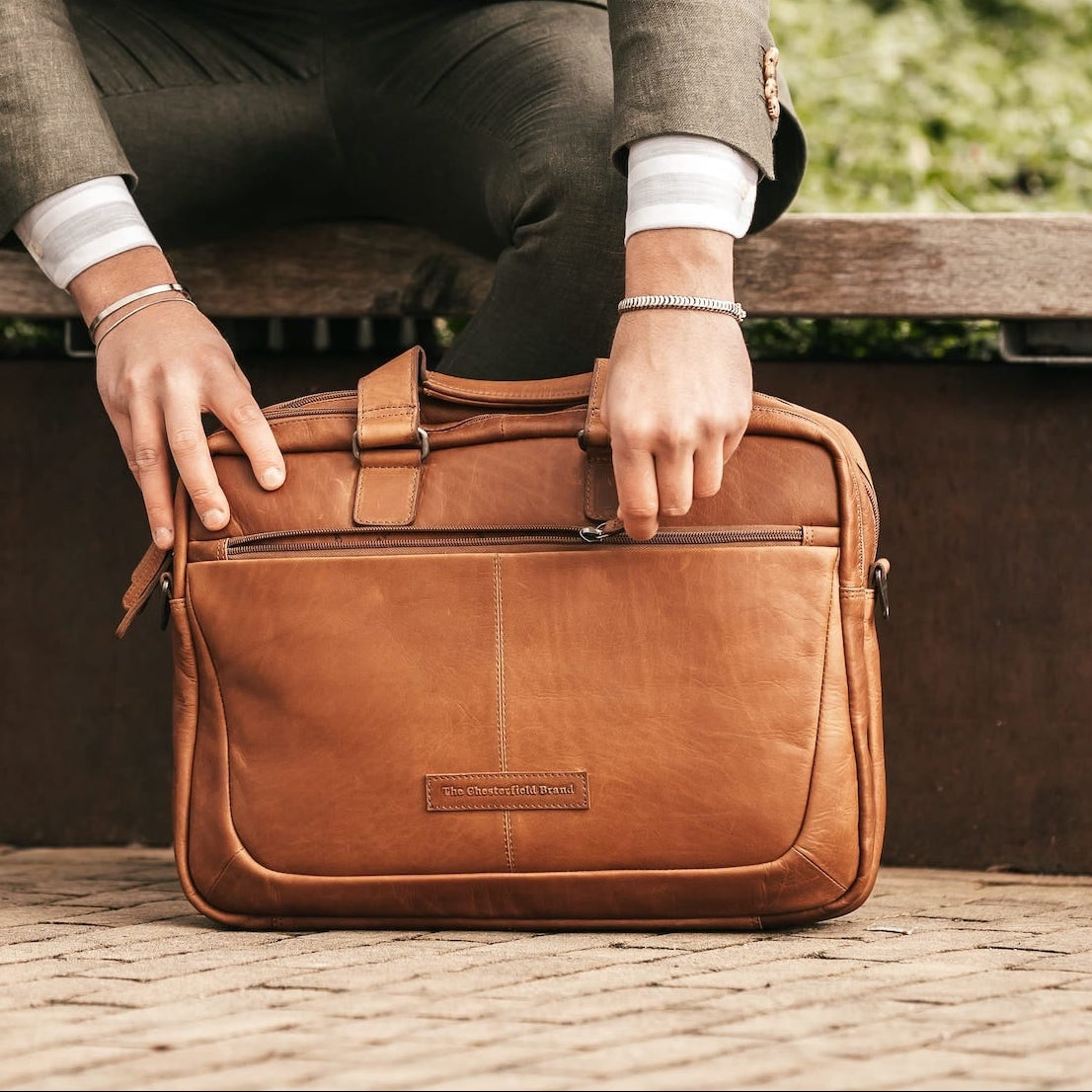Leren Laptoptas Cognac Seth
