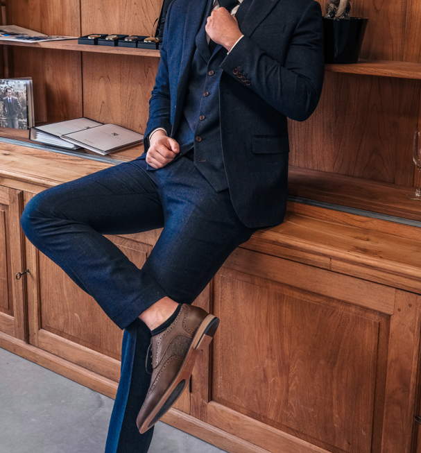 TAVERNY - Pantalon Chief Navy Tweed