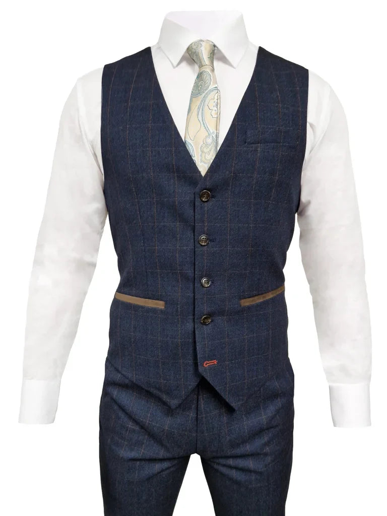 TAVERNY - Gilet Admiral Check Navy