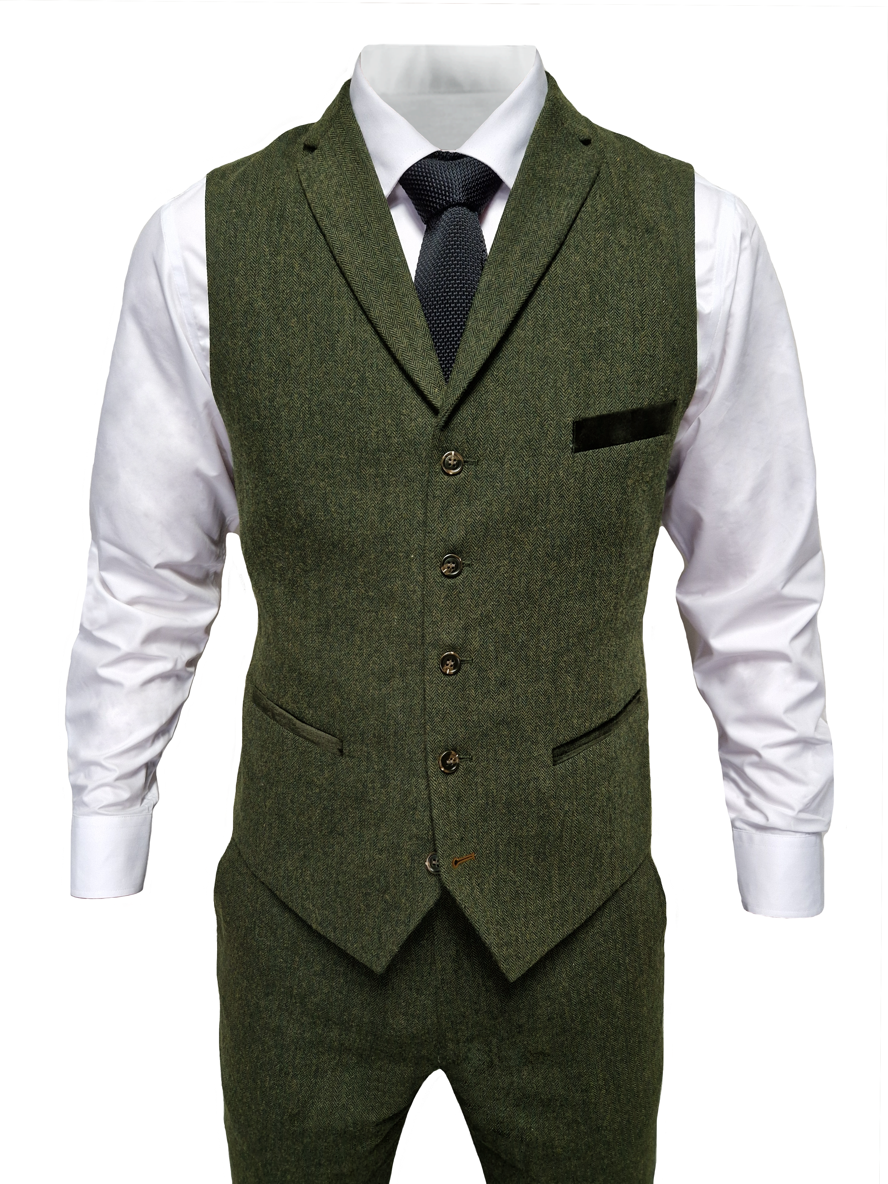 TAVERNY Chief - Heren pak Olive tweed - driedelig pak