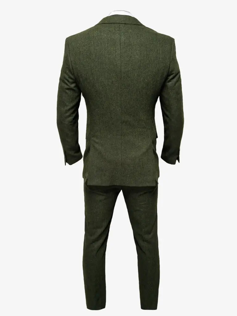 TAVERNY Chief - Heren pak Olive tweed - driedelig pak