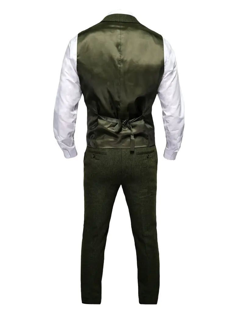 TAVERNY Chief - Heren pak Olive tweed - driedelig pak