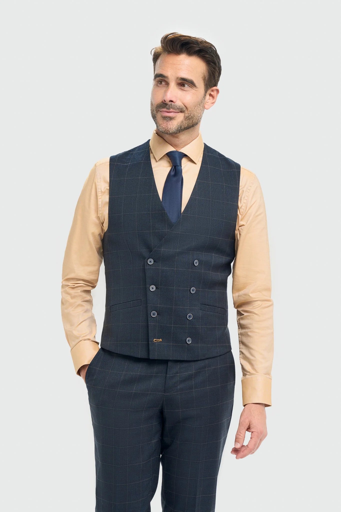 Driedelig Kostuum - Cavani Torino Navy | Double Breasted Gilet