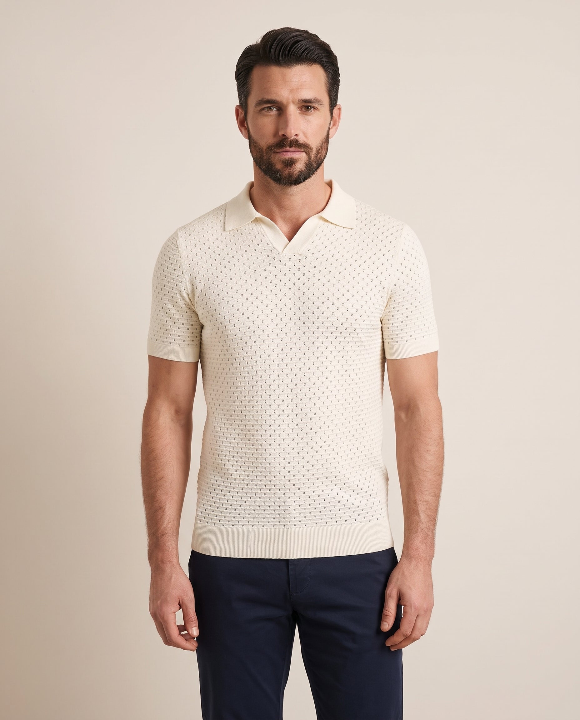 Cavani - Polo Axel Ecru – modelfoto