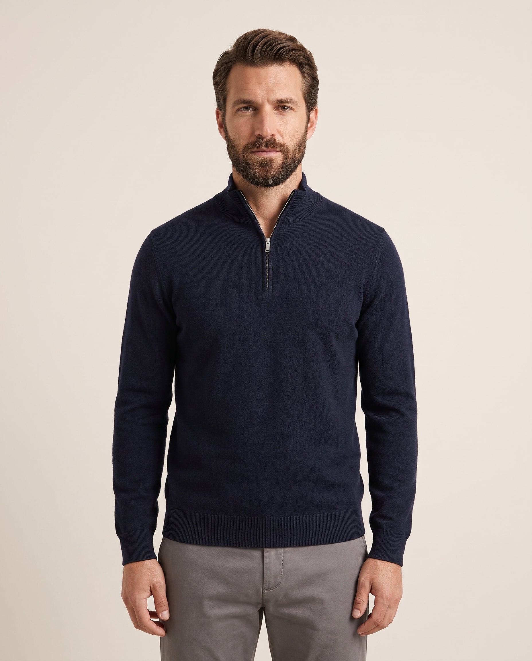 Cavani Ivano Navy - Pullover Heren met Rits – modelfoto