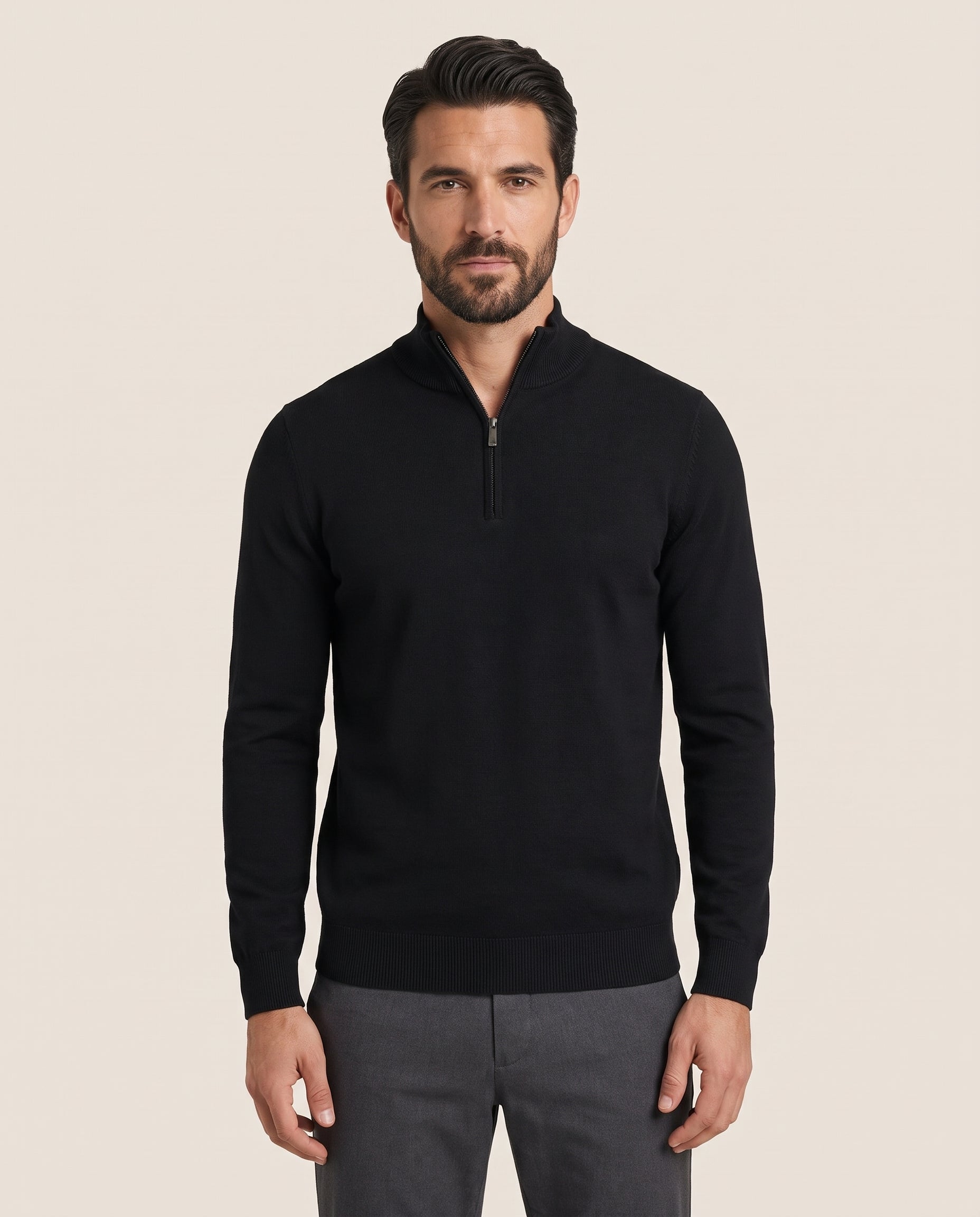 Cavani Ivano Black - Pullover Heren met Rits – modelfoto
