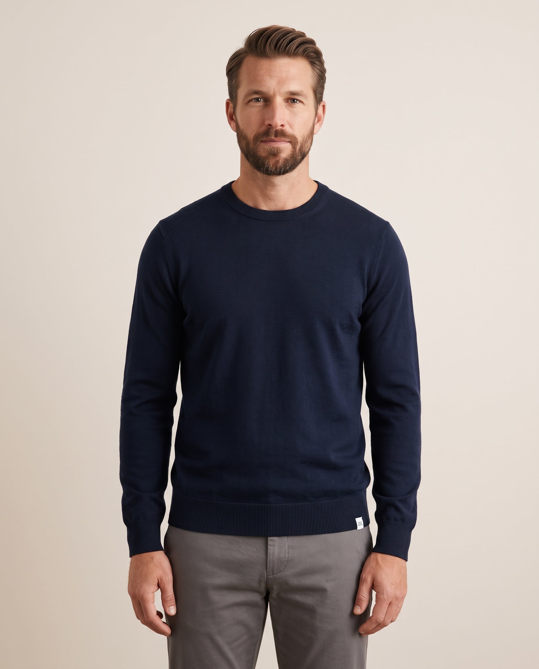 Cavani Savio Navy - Lichtgewicht katoenen trui heren – modelfoto