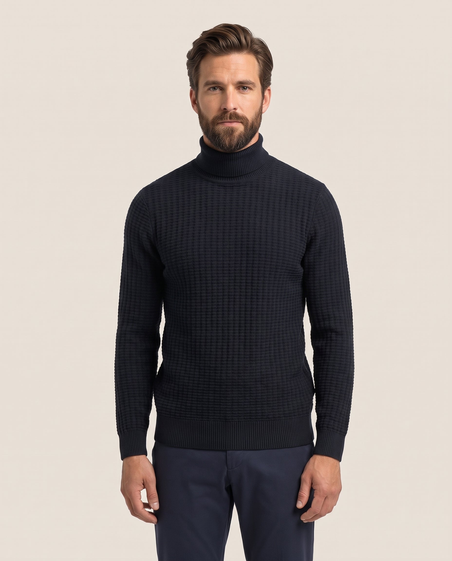 Cavani Argas Navy - Gebreide coltrui heren – modelfoto