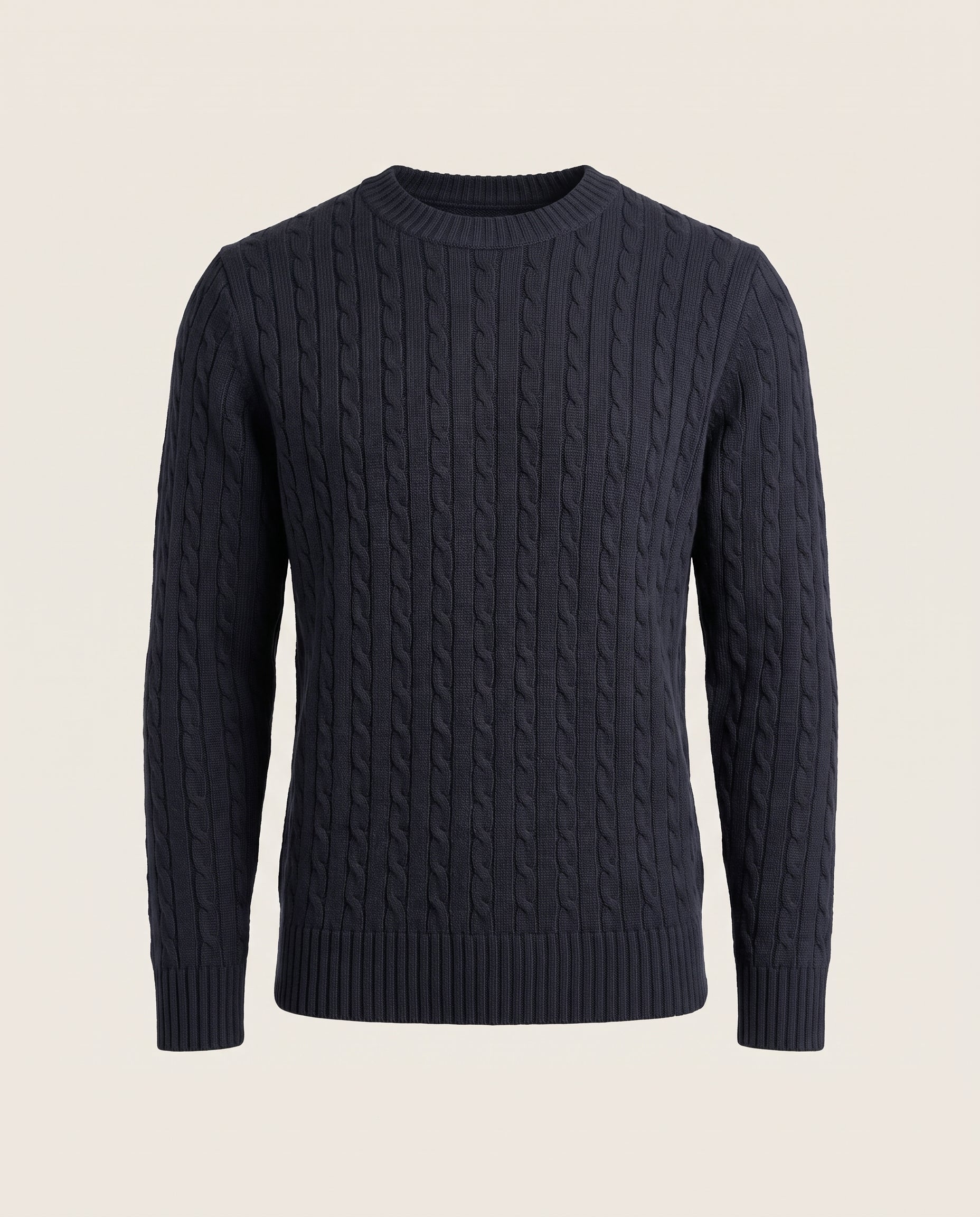 Cavani Foston Navy - Wollen kabeltrui voor heren – productfoto zonder model