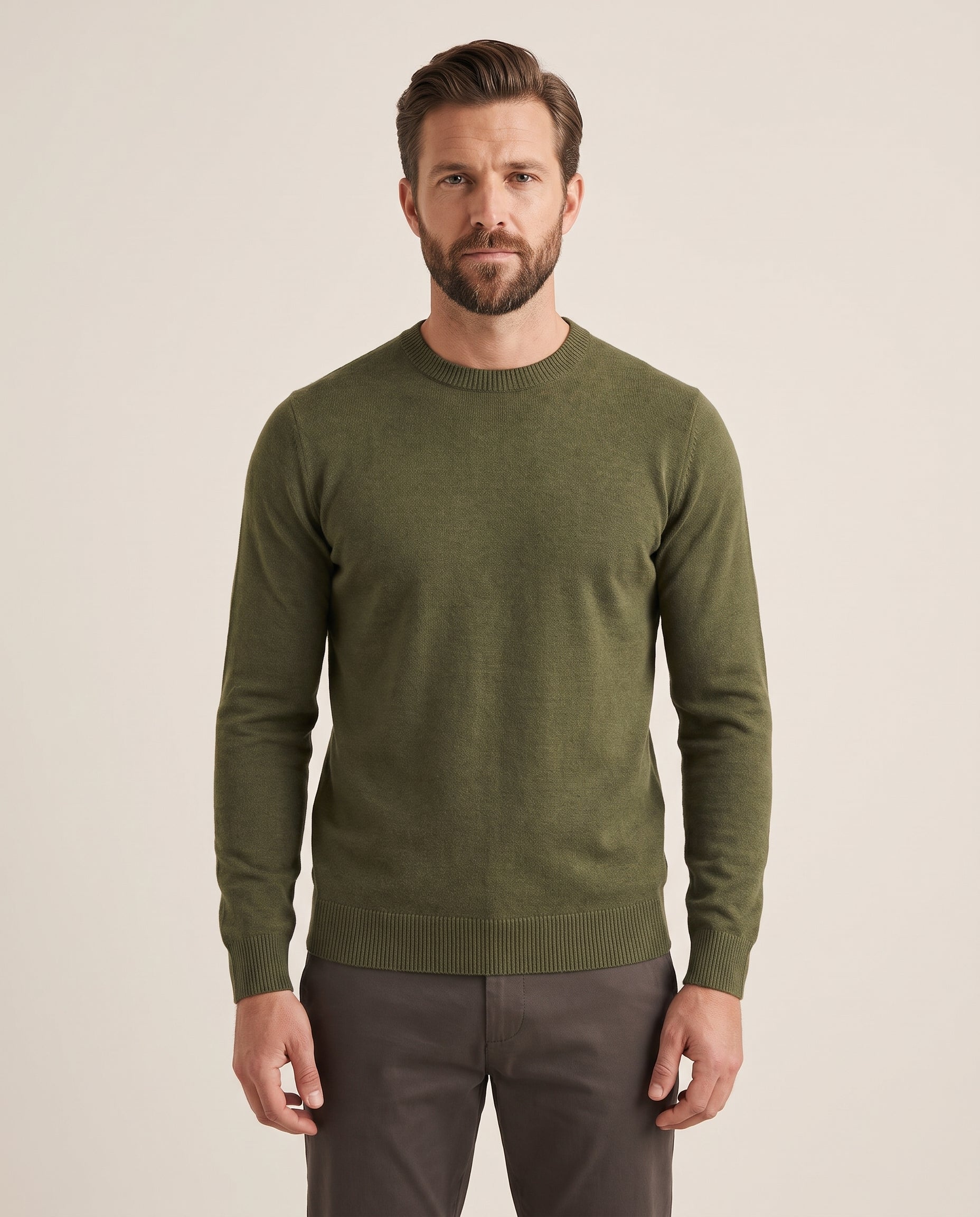 Cavani Connall Olive - Gebreide trui voor heren – modelfoto