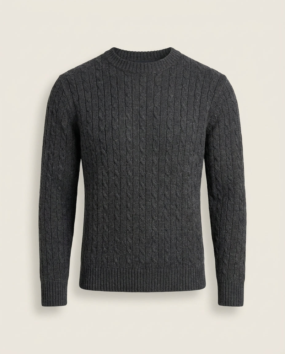 Cavani Foston Charcoal - Wollen kabeltrui voor heren – productfoto