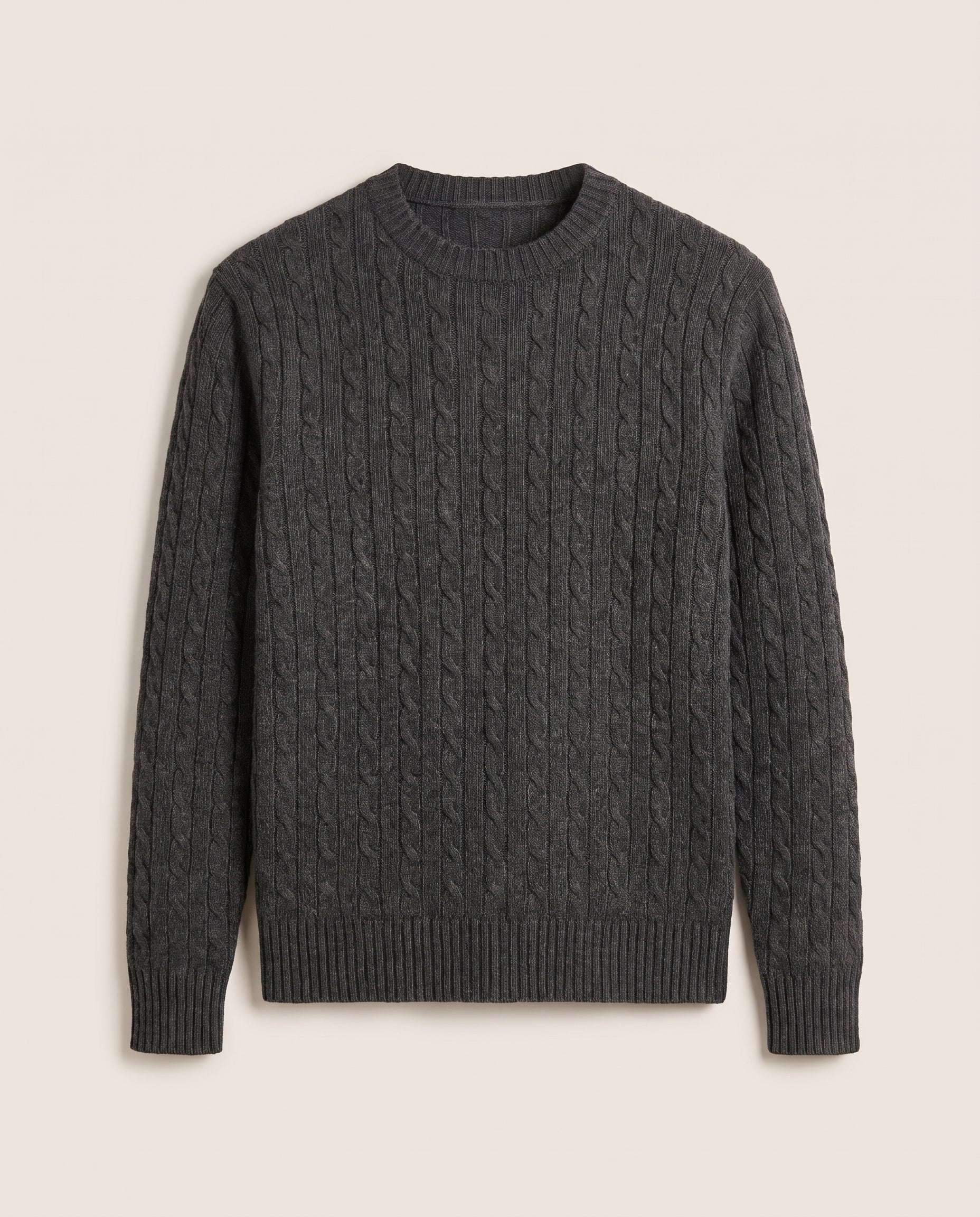 Cavani Foston Charcoal - Wollen kabeltrui voor heren – productfoto zonder model