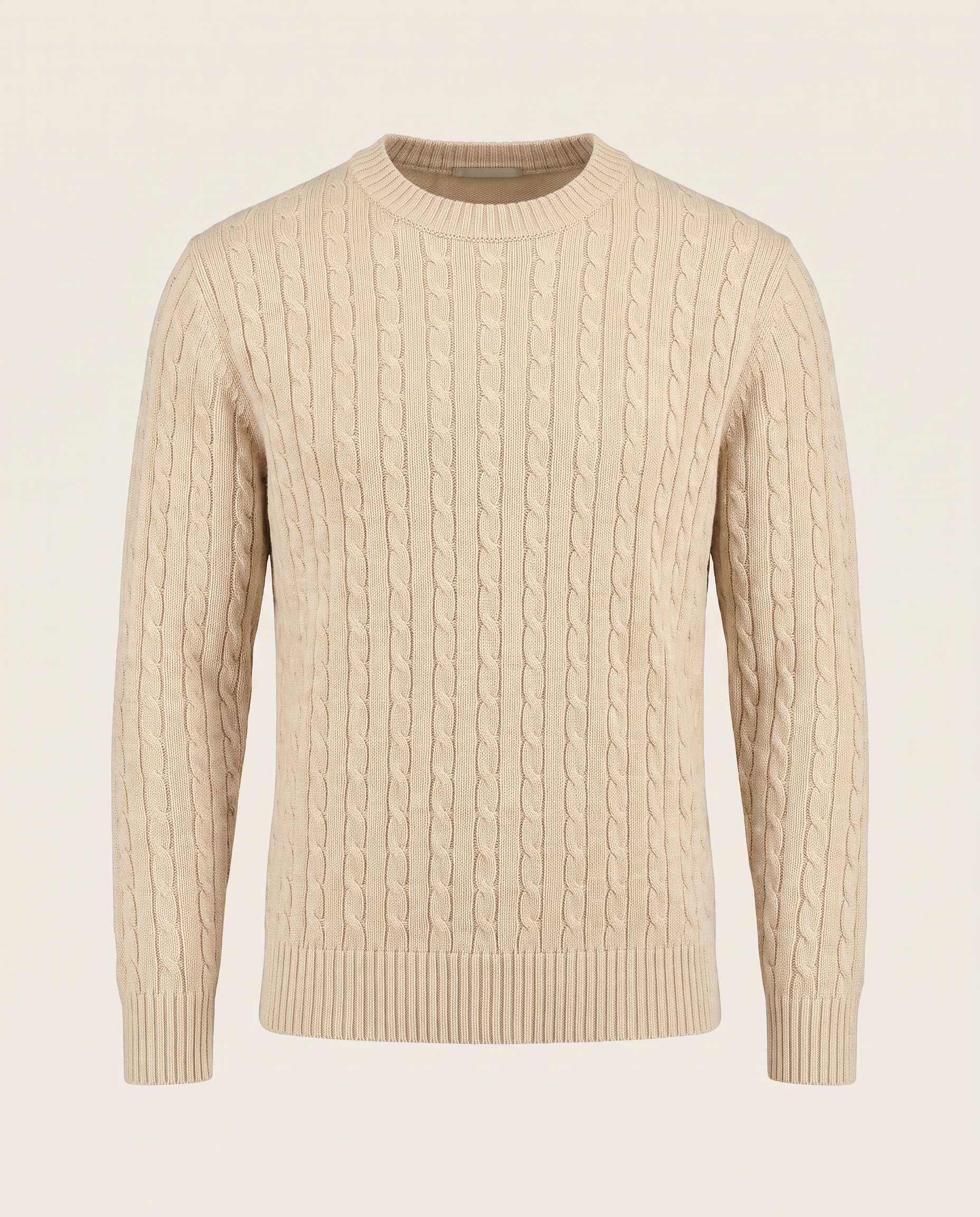 Cavani Foston Fawn - Wollen kabeltrui voor heren – productfoto zonder model