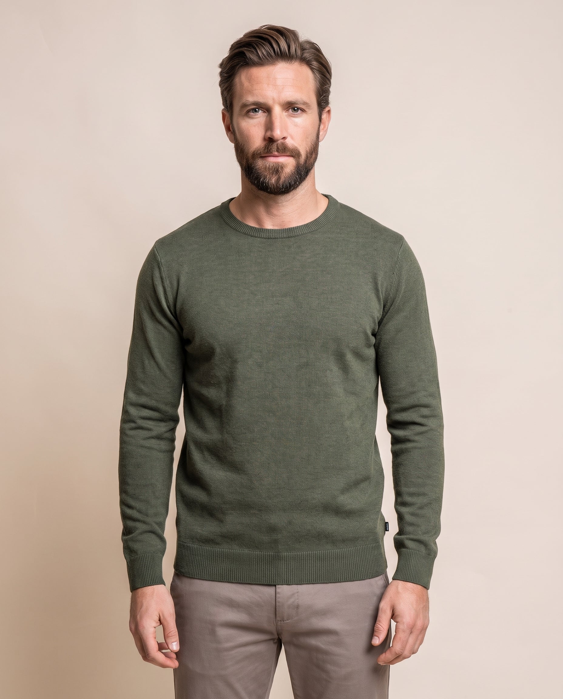 Cavani KN101 Olive - Gebreide trui voor heren – modelfoto