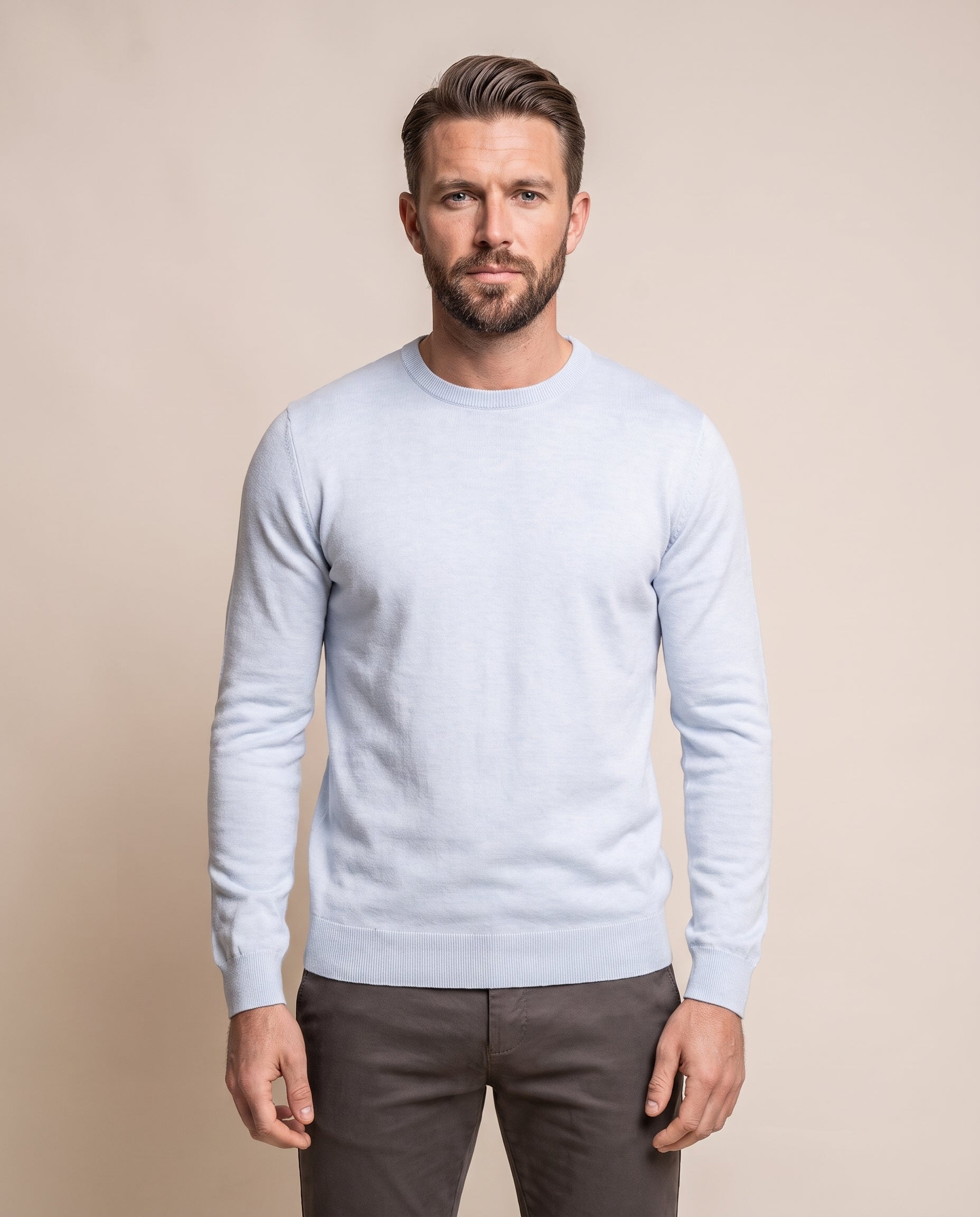 Cavani KN101 Sky Blue - Gebreide trui voor heren – modelfoto