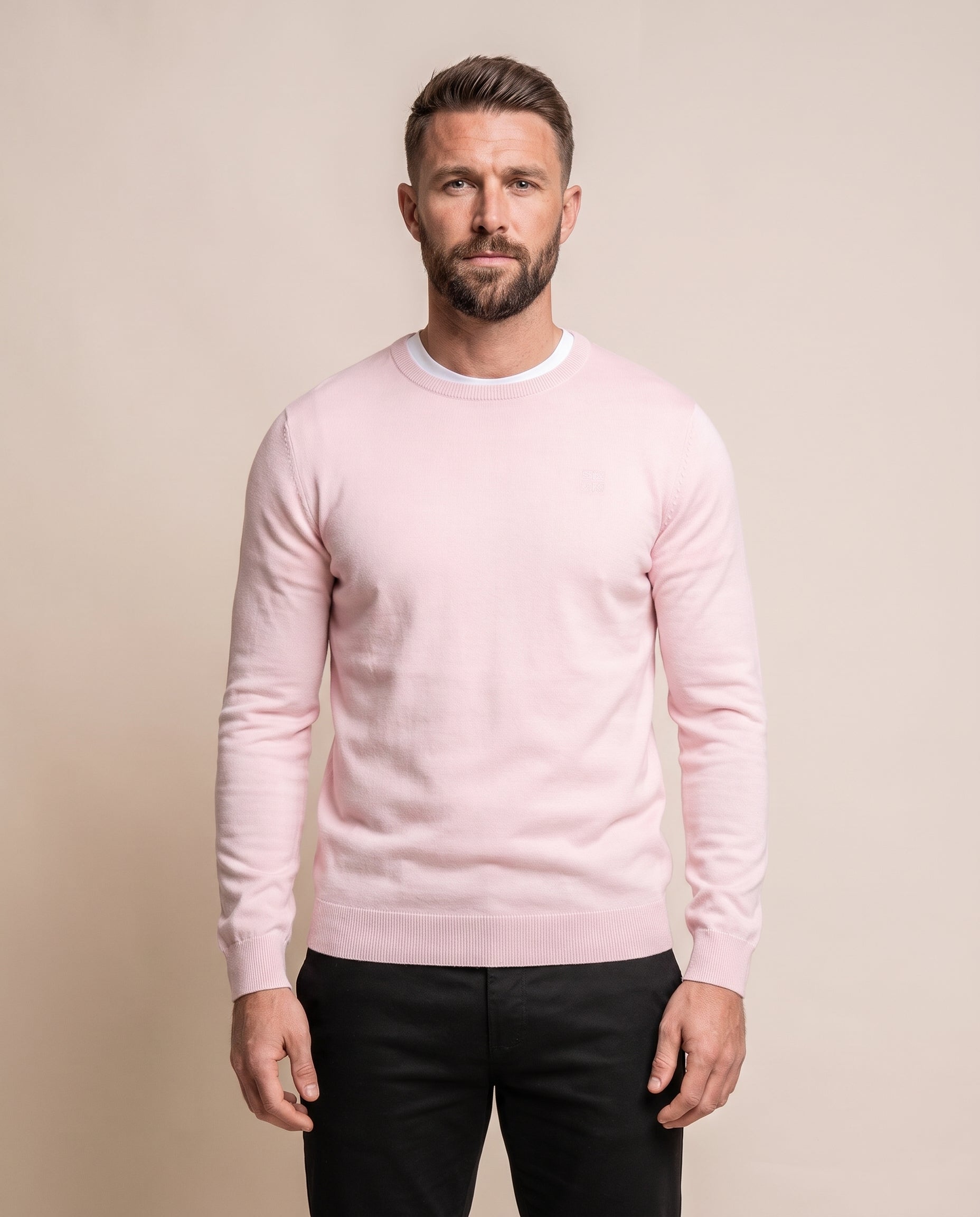 Cavani KN101 Pink - Gebreide trui voor heren – modelfoto