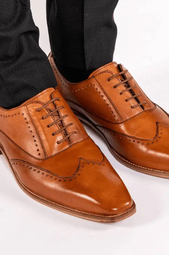 Bruine leren schoenen Marc Darcy Carson Wingtip brogue -