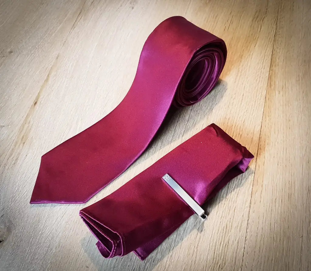 Cavani wine red stropdas hankie stropdas clip - stropdas