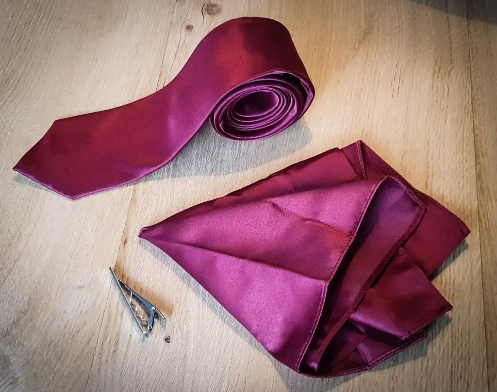 Cavani wine red stropdas hankie stropdas clip - stropdas