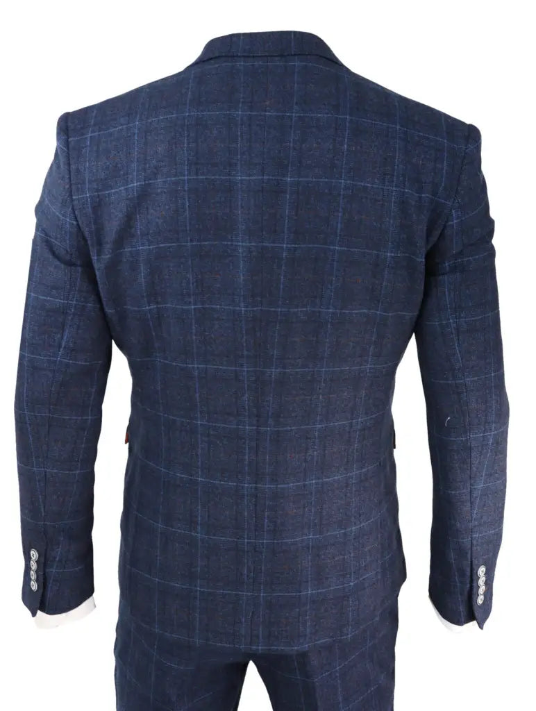 Driedelig tweed pak Cody blue - driedelig pak