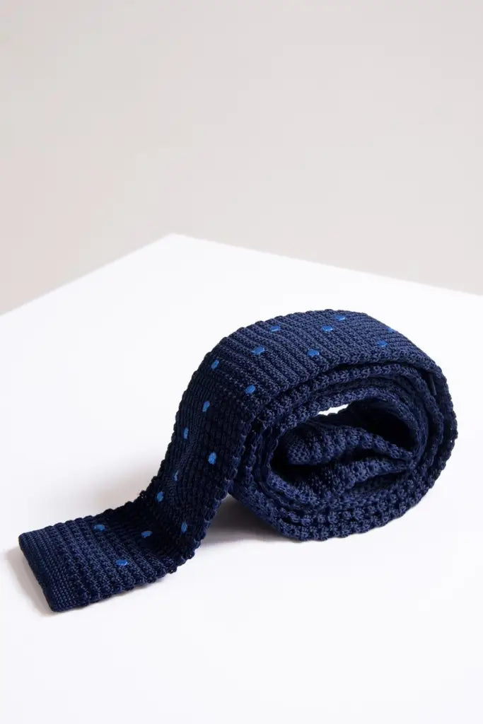 Stropdas Marc Darcy navy spot knitted - stropdas