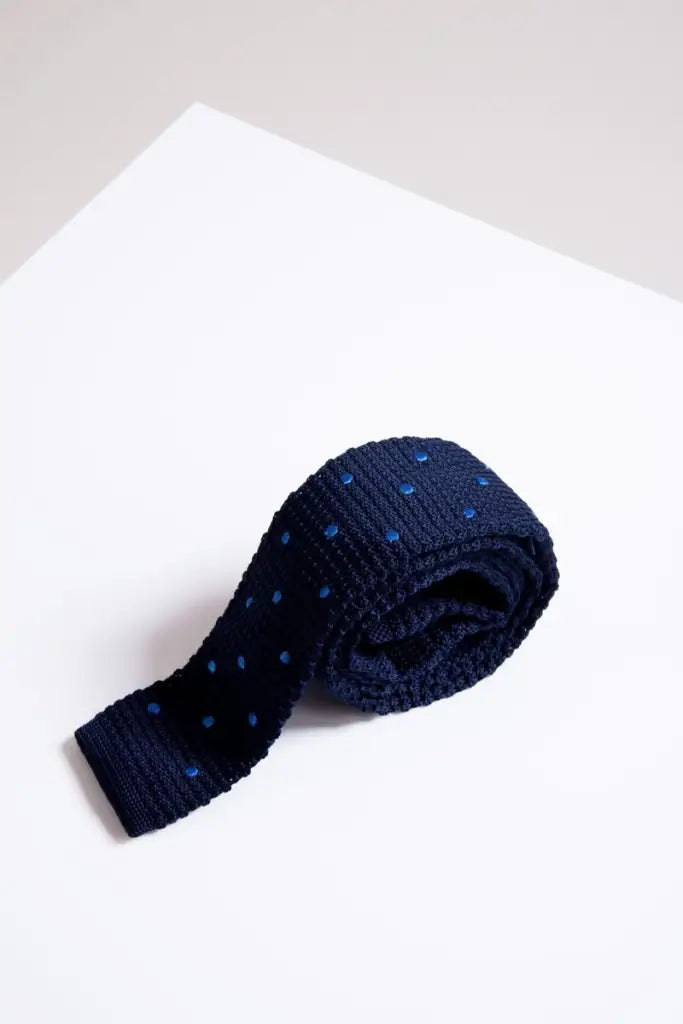 Stropdas Marc Darcy navy spot knitted - stropdas